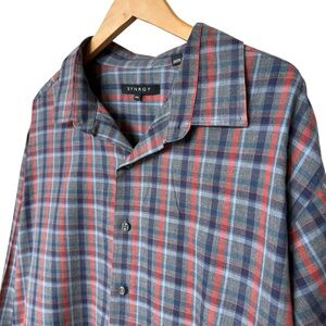 SYNRGY Men's Long Sleeve 2XL Plaid Button-Up Shirt Multicolor 100% Cotton Casual